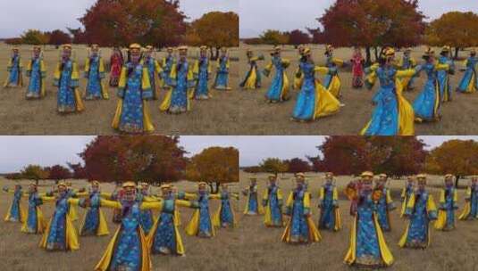 蒙古舞 女群高清在线视频素材下载