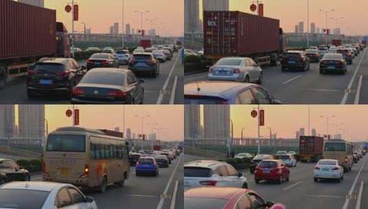 城市交通道路堵车车流景观高清在线视频素材下载