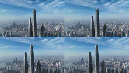 上海陆家嘴地标建筑日出航拍高清在线视频素材下载