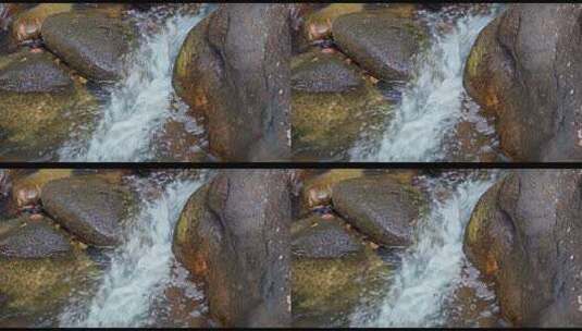 4k原始森林水冲击石头小溪石头河流激流高清在线视频素材下载