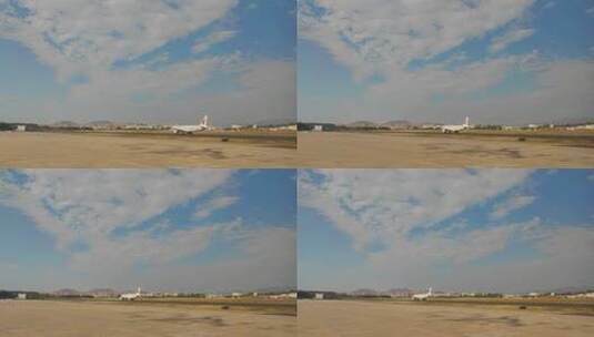 福建厦门高崎国际机场跑道上滑行的航班高清在线视频素材下载