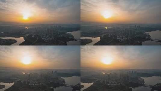 8K湖北宜昌城市天际线日出延时高清在线视频素材下载