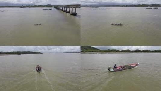 泰国岛上漂浮着渔民的小船。高清在线视频素材下载