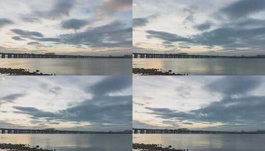 前海石公园海上日落高清在线视频素材下载