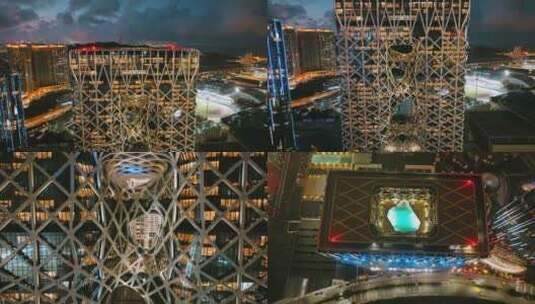 澳门大气城市夜景航拍4K高清在线视频素材下载