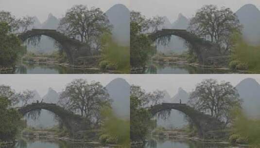 山村的拱桥高清在线视频素材下载