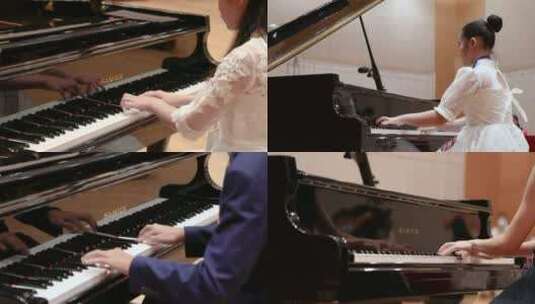 弹钢琴联系乐器弹奏手指琴键高清在线视频素材下载