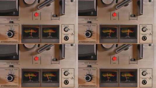 VU米的旧卷轴到卷轴磁带录音机特写高清在线视频素材下载