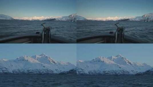 雪山海洋行船高清在线视频素材下载