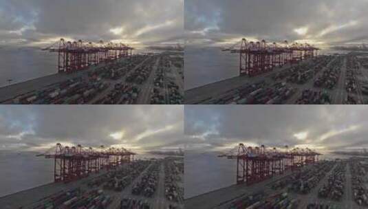 繁忙港口航拍高清在线视频素材下载