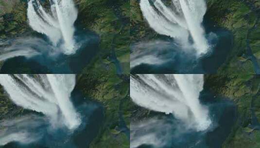 冰岛著名景点黄金圈瀑布航拍高清在线视频素材下载