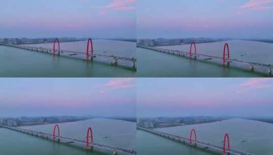 杭州之江大桥黄昏蓝调美景高清在线视频素材下载