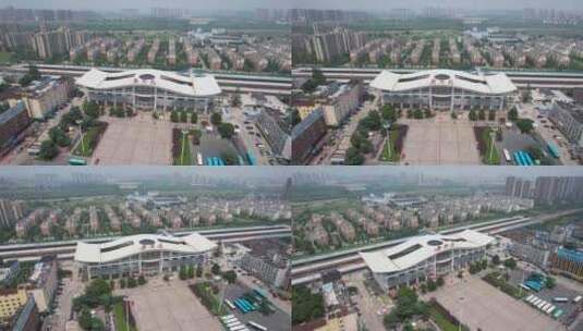 安徽滁州北站火车站交通建筑航拍高清在线视频素材下载