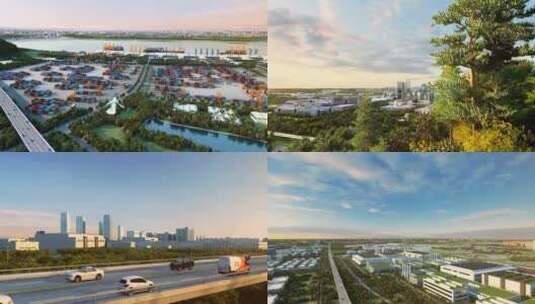 未来规划发展城市城镇产业园三维动画高清在线视频素材下载