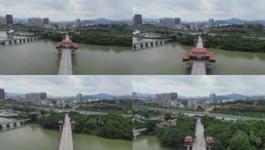 航拍福建漳州古城南山桥高清在线视频素材下载