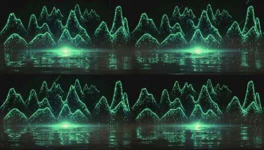 绿色粒子山水 唯美粒子高清在线视频素材下载
