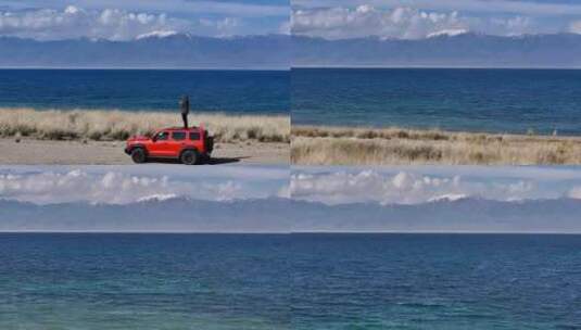 【正版4K素材】航拍新疆赛里木湖高清在线视频素材下载