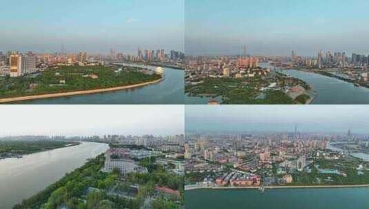 航拍天津滨海新区空境高清在线视频素材下载