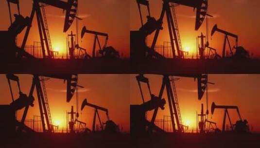 夕阳磕头机采油高清在线视频素材下载