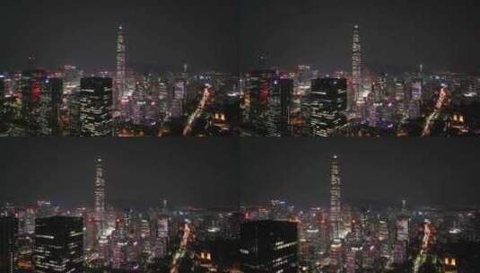 深圳福田CBD夜景航拍高清在线视频素材下载