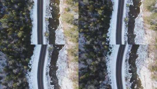 森林 冬季 冬天 公路高清在线视频素材下载