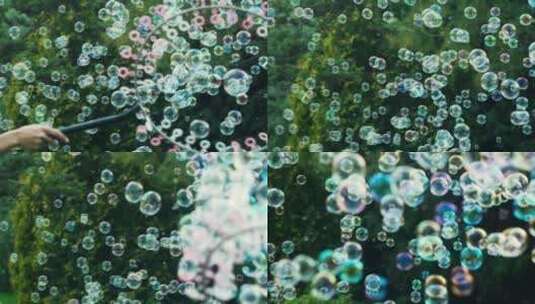 吹泡泡，空中漂浮的泡泡高清在线视频素材下载