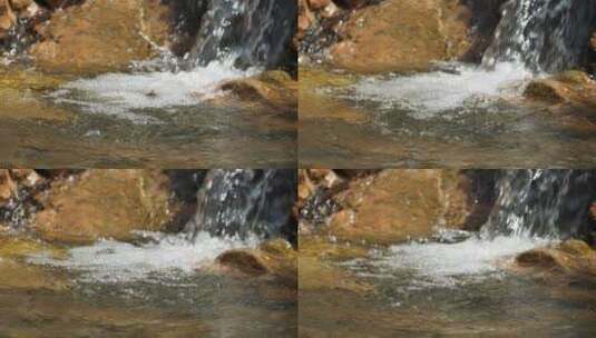 清澈山泉水湍急瀑布升格慢镜头高清在线视频素材下载