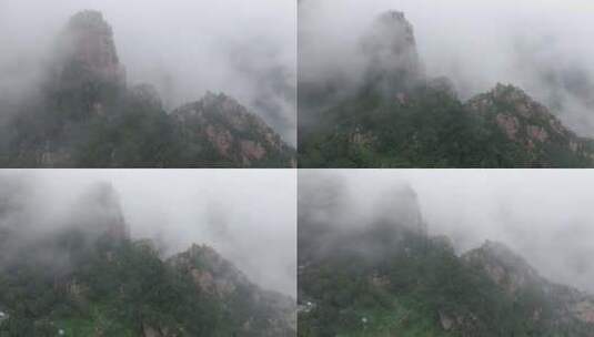 雨后泰山扇子崖，云雾缭绕高清在线视频素材下载