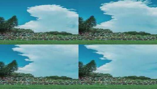 广州南沙蒲洲花园公园绿树蓝天白云延时风光高清在线视频素材下载