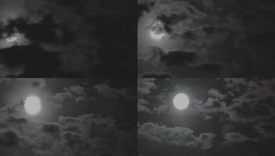 月亮在云层中穿行高清在线视频素材下载
