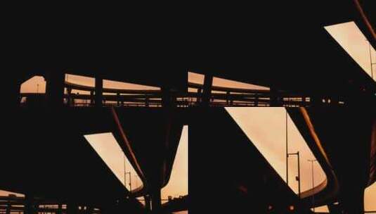 高架桥立交桥日落黄昏剪影高清在线视频素材下载