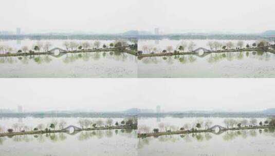 安徽省池州青阳县芙蓉湖春天航拍高清在线视频素材下载