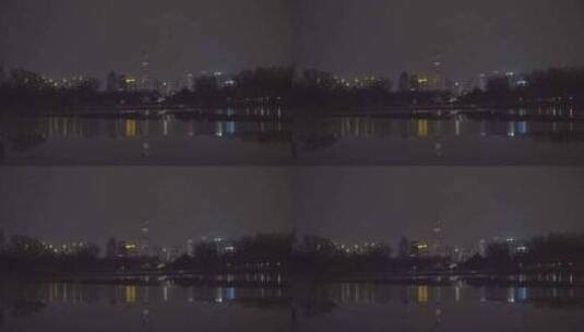 北京朝阳公园夜景高清在线视频素材下载