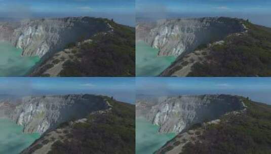 HDR印尼爪哇岛宜珍火山湖泊航拍自然风光高清在线视频素材下载
