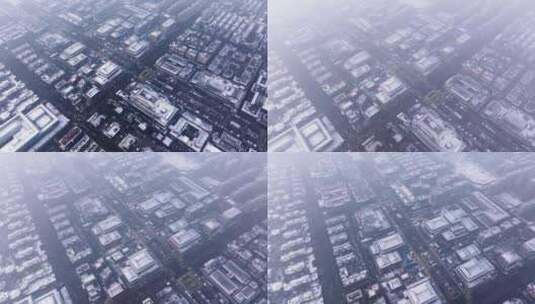 西安大唐不夜城雪景高清在线视频素材下载