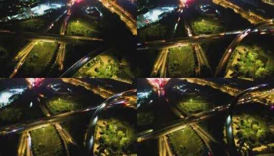 杭州钱塘新区下沙立交桥绕城高速夜晚延时摄高清在线视频素材下载
