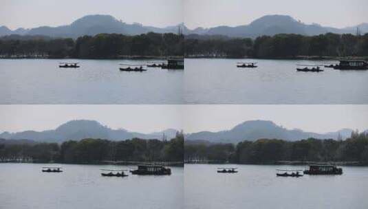 杭州西湖游船泛舟湖上惬意生活高清在线视频素材下载
