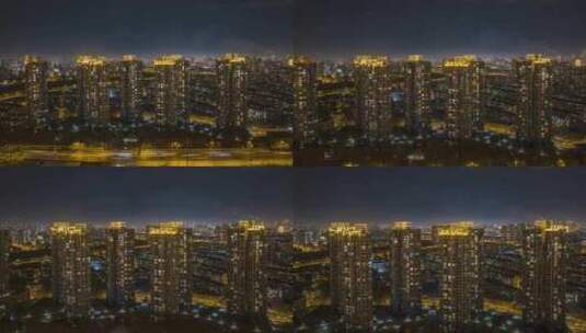 中国辽宁沈阳城市夜景延时万家灯火高清在线视频素材下载