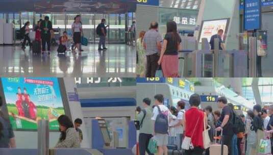 火车动车高铁火车站乘客人流旅客检票上车杭高清在线视频素材下载
