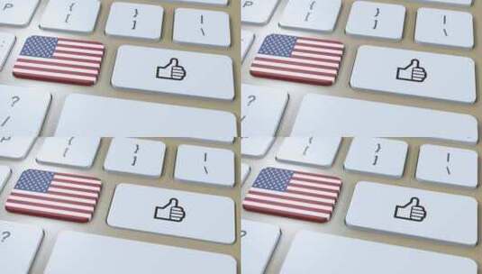 美国美国国旗和是或竖起大拇指按钮3D动画高清在线视频素材下载