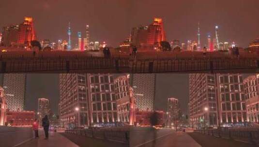 上海外滩乍浦路桥夜景游客人流车流延时摄影高清在线视频素材下载