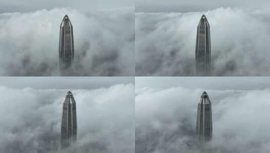 深圳平安金融中心云雾缭绕高清在线视频素材下载