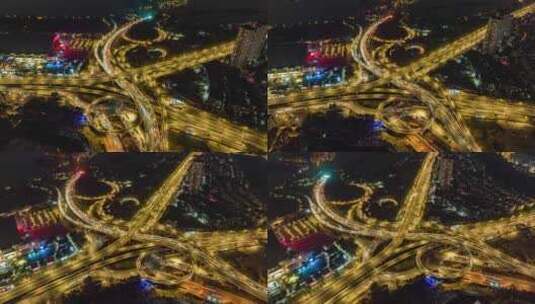 南京_南京新庄立交桥夜景航拍高清在线视频素材下载