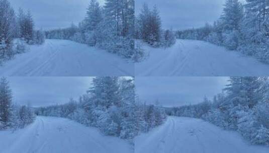 山林雪路林海雪原高清在线视频素材下载