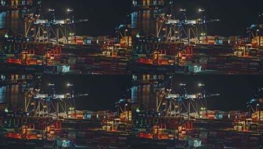 盐田港夜景港口货运码头贸易物流C0125高清在线视频素材下载