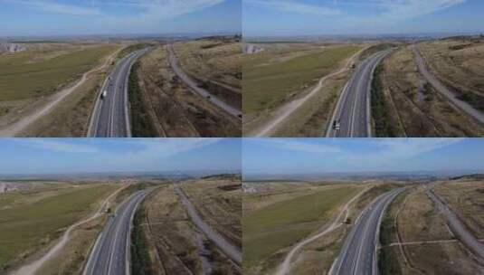 高速公路在特兰西瓦尼亚地区的罗马尼亚，鸟高清在线视频素材下载
