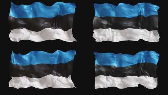 动画，在黑色背景上挥舞爱沙尼亚国旗。高清在线视频素材下载