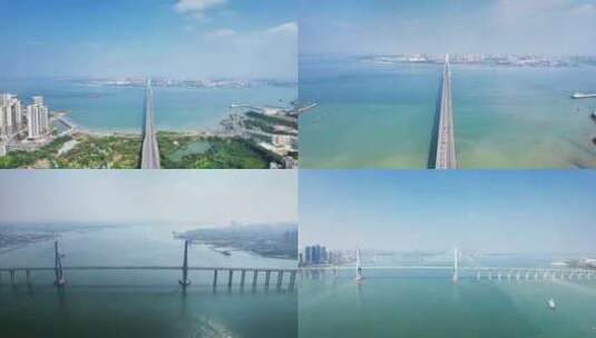 广东湛江海湾大桥航拍高清在线视频素材下载