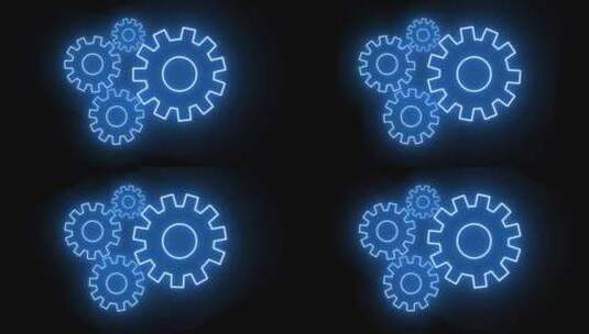 霓虹灯蓝色四档图标在黑暗背景上发光。高清在线视频素材下载