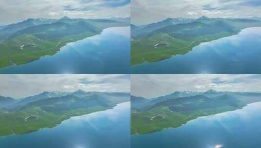 航拍赛里木湖高清在线视频素材下载